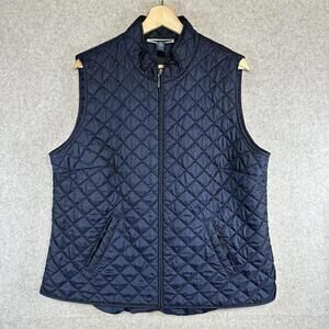 Karen Scott Sport Navy Blue Quilted Zip Up Puffer Vest Size XL